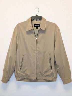 London Fog Collection Tan Lightweight Golf Jacket Mesh Lined Full Zip Men's M